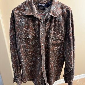 Panhandle Slim Men's Brown Paisley Shirt Large